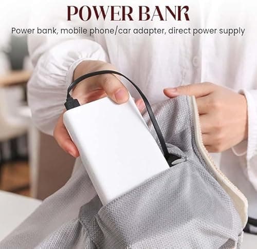 Portable Heated Shawl, Heated Shawl Wraps for Women, 58"X 32" Electric Heating Blanket with 3 Heating Levels, 15s Fast Heating, USB Powered Winter Blanket Wrap with Zipper (Red, No Power Bank) 5