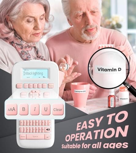 Vixic Pink Label Maker, Rechargeable Label Makers with Keyboard, Bluetooth Handheld Label Maker Machine with Backlit LM1600, Portable Labeler for Home Office Organization Kids School Items Gifts 7