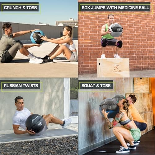 ProsourceFit Soft Medicine Balls, Wall Balls and Full Body Dynamic Exercises, Aqua 8 LB. 6