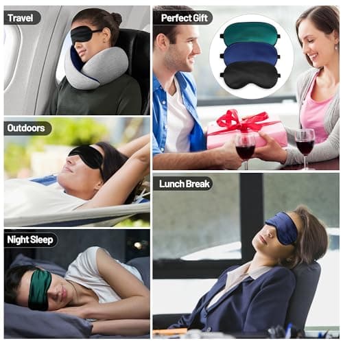 Silk Sleep Mask for Sleeping with Adjustable Strap, Satin Blackout for Men&Women, Comfortable Blindfold Eyeshade for Night Sleep (Black,Blue,Green) 7