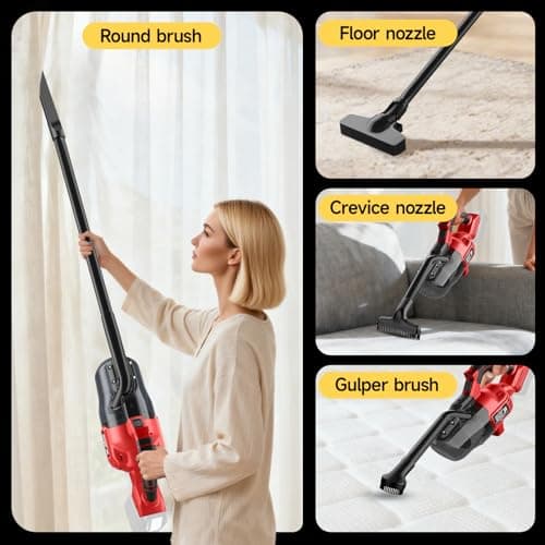 Gruecoinno Cordless Vacuum Cleaner for Milwaukee M18 18V Battery, 500W Handheld Vacuum Cleaner with Washable Filter, Portable Stick Vacuum for Floor Carpet Car Hardwood Pet Hair(Battery Not Included) 5