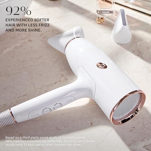 T3 AireLuxe Professional Ionic Hair Dryer and Brush Set, with 5 Heat and 3 Speed Settings, Ion Generator, Cool Shot, Includes Paddle Brush and 2.5" Round Brush 8