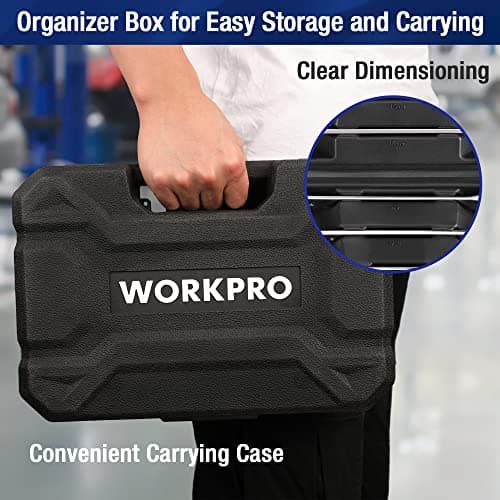 WORKPRO 22-Piece Ratcheting Combination Wrench Set, 72 Teeth, Combo Ratchet Wrenches Set with Organizer Box, Metric 6-18mm & SAE 1/4-3/4" 5