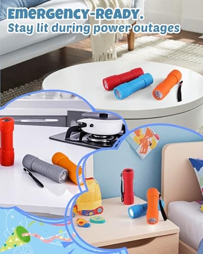 EverBrite 9-LED Flashlight 6-Pack Impact Handheld Torch Assorted Colors with Lanyard 3AAA Battery Included (Hurricane Supplies, Camping, Hiking, Emergency, Hunting) 7
