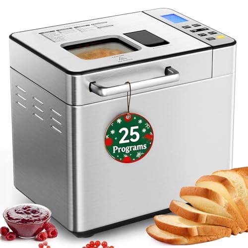Gleedelish 2LB Bread Maker Machine, 25 in 1 Programmable Bread Maker, Bread Machine with Fruits & Nuts Dispenser for Beginner, Breadmaker with Nonstick Ceramic Pan, Gluten-Free, Recipe, Gifts
