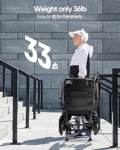 Lightweight Electric Wheelchair, Only 33lbs, Foldable Power Wheelchair for Adults,Dual Motors,Intelligent Folding,Motorized Mobility Scooters for Seniors,All Terrain,Travel Size (220 Pounds Capacity) 6