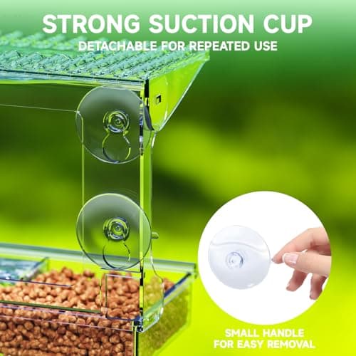 Acrylcc Window Bird Feeders with Strong Suction Cups for Window Viewing and Balcony,See Through Wild Birdfeeder with Bath and Water Combo,Clear Windows Bird Feeder for Cats,Kids,Birds Lover Gifts 7