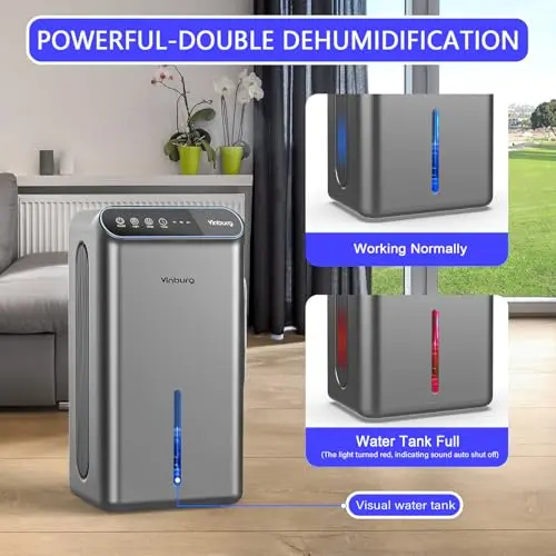 Dehumidifier for Basement (85 OZ, 800 sq ft) Quiet Dehumidifiers for Home, Auto Shut-Off, Sleep Mode, 3 Gear Timer(8H,16H,24H), Small Dehumidifier for Bedroom, Bathroom with Drain Hose 5