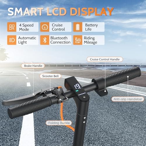 Electric Scooter for Adults, Folding E Scooter with 350W Motor 19 Mph Top Speed, Max 19 Miles Long Range, 8.5'' Solid Tires Commuting Scooters with Dual Brakes System, APP 6