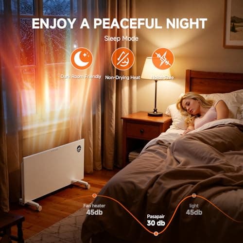 Pasapair Convection Panel Space Heater Indoor Use, 1500W Electric Heater with Wifi App Control, Smart Mica Infrared Heater with Programmable Thermostat, Wall Mount or Standing, Quiet & Eco Mode 7