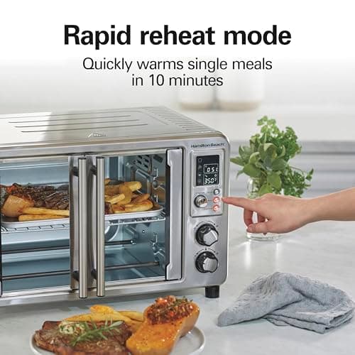 Hamilton Beach Sure Crisp 6-in-1 XL Digital Air Fryer Toaster Oven Combo, With Easy-Access French Doors, Bake, Broil, Toast, Pizza & Reheat Functions, 0.9 cu. ft. Capacity, Stainless Steel (31191) 5