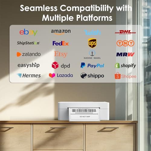 KNAON Shipping Thermal Label Printer, 4x6 Portable Label Printer, Bluetooth Label Maker for Small Business, Support iPhone,Android,Windows,Mac,Chromebook,Works with USPS, Ebay,Shopify&More, White 8