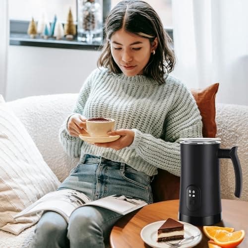 MUMAO Milk Frother, 4-in-1 Electric Milk Steamer, 350ml/11.8oz Automatic Frother Machine for Coffee, Warm and Cold Foam, Temperature Control for Latte, Cappuccino, Hot Chocolate 5