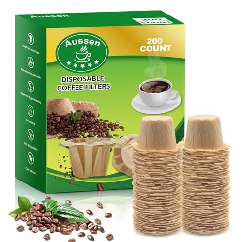 Aussen Disposable Coffee Paper Filters Replacement Kerig Filter Fit All Keurig Single Serve Filter Brands Compatible with Reusable Single Serve Pods Keurig Coffee Maker (Natural, 200pcs)