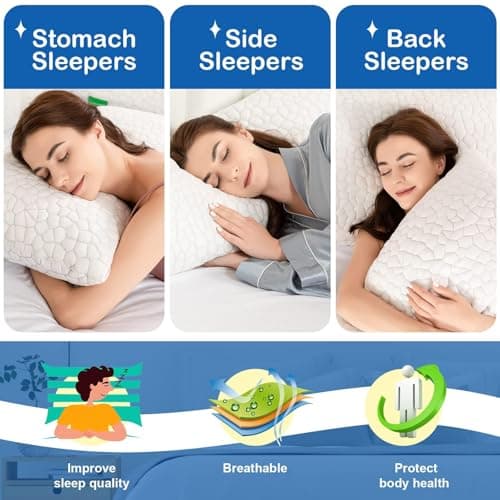 Cooling Bed Pillows for Sleeping 1 Pack Shredded Memory Foam Pillows Adjustable Cool Pillow 7