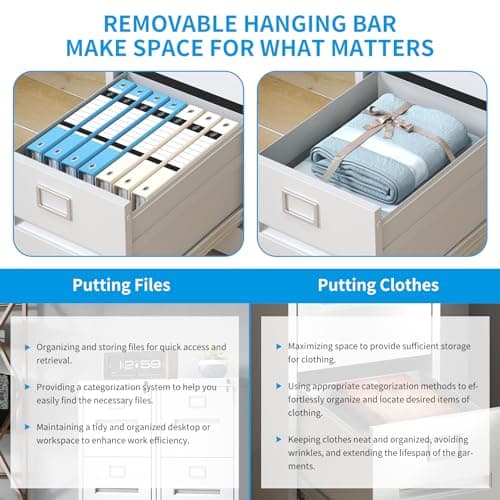 EKJ 2 Drawer File Cabinet with Lock, Metal Vertical Filing Storage Cabinet for Home Office, Steel Vertical File Cabinets for Legal/Letter File Folders, Easy Assemble (White) 5