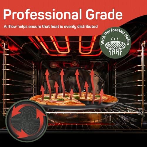 Emporio Kitchen Pizza Baking Pan - 15.75-Inch Round Perforated Carbon Steel Tray with Non-Stick Coating, Dishwasher Safe, Oven Safe (Up To 450° F), Airflow Design, PFOA, PFOS, PTFE Free, Gray 6