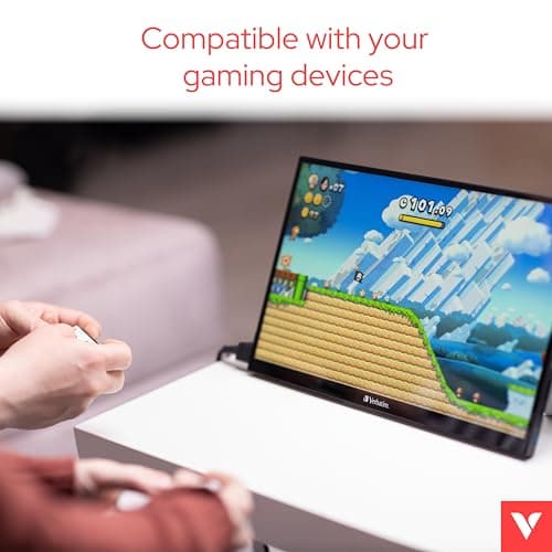 Verbatim Portable Touchscreen Monitor 14" USB-C HDMI Full HD 1080p IPS Display with Metal Housing and Adjustable Kick Stand for Laptops and Gaming Consoles 5