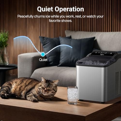 Typhur Fast Nugget Ice Maker Countertop with Self-Cleaning Pump, 35lbs/24H Crushed Pebble Ice Machine with Pellet Ice, 8 Packs Cleaner, Dual Ice Scoops for Home, Kitchen, Party, RV, Stainless Steel 8