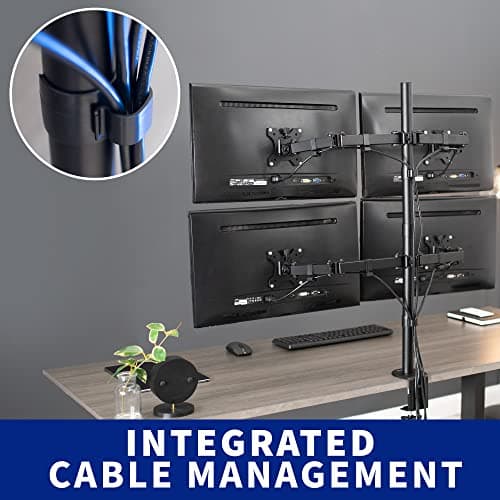 VIVO Quad 13 to 30 inch LCD Monitor Desk Mount, Fully Adjustable Stand with Tilt and Swivel, Holds 4 Screens with Max VESA 100x100, STAND-V004 6