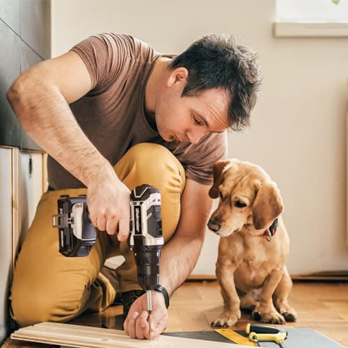 Bielmeier 20V MAX Cordless Electric Drill Set with LED Light - Electric Drill, Variable Speed, 64+1 Position, 3/8" Keyless Chuck, Flex Shaft, 28pcs Drill Bits, Battery & Charger Included 5