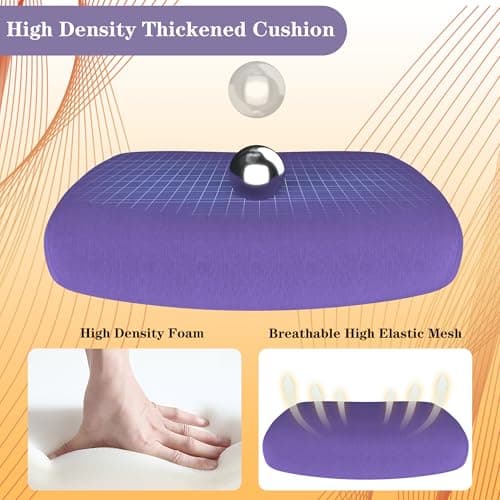 Ergonomic Office Chair for Long Hours & Back Pain Relief – Adjustable Lumbar Support & Headrest, High-Density Foam Cushion, Flip-Up Armrests, Perfect for Work & Study (Glam, Purple) 6