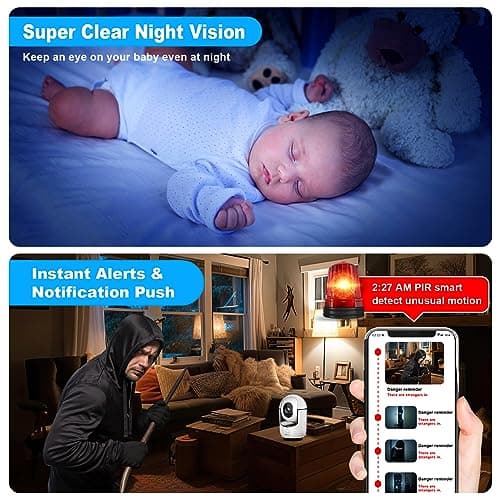 Cloarks 2K Pan/Tilt Security Camera, WiFi Indoor Camera for Home Security with AI Motion Detection, Baby/Pet Camera with Phone App, Color Night Vision, 2-Way Audio, 24/7, Siren, TF/Cloud Storage 5