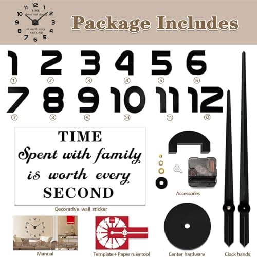 VANGOLD Large Wall Clocks for Living Room Decor, Decorative Wall Clocks Battery Operated (Black Wall Decor) 5