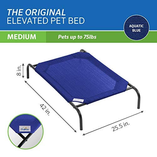 Coolaroo Original Elevated Dog Bed - Breathable Off-The-Ground Pet Bed with Cooling Fabric, Joint Relief & Moisture-Resistant Fabric, 100% Recyclable, Easy Clean, Aquatic Blue, Medium 4