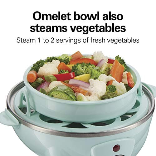 Hamilton Beach 3-in-1 Electric Egg Cooker for Hard Boiled Eggs, Poacher Eggs, Omelet Maker & Vegetable Steamer, Holds 7, Mint (25504) 5