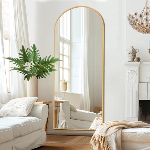 HIGREENA Arched Full Length Mirror, 64"x24" Full Body Mirror, Gold Arched Mirror with Aluminum Alloy Frame, Free Standing Mirror, Floor Mirror Hanging or Leaning Against Wall