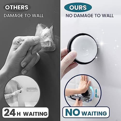 TAILI Soap Dish Bar Soap Holder Suction Cup with Hooks, Soap Bar Holder for Shower Wall, Soap Saver Tray for Bathroom, Tub, Rustproof Stainless Steel Sponge Holder for Kitchen, Drill-Free,Black 7