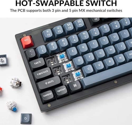 Keychron V5 96% Layout Custom Wired Mechanical Keyboard with Knob, 100 Keys RGB Backlight QMK/VIA Programmable Macro, Hot Swappable K Pro Brown Switch PBT Keycaps for Mac Windows (Frosted Black) 5