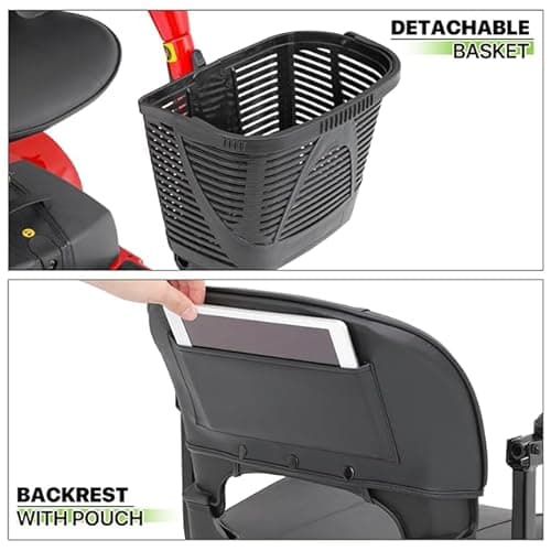 Magshion Folding Mobility Scooter for Adults and Seniors, Foldable Heavy-Duty All-Terrain, 3-Wheel (Red) 13