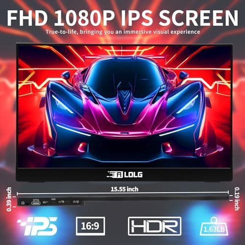ALOLG Portable Monitor 17.3 Inch with 144HZ FHD 1080P Display,USB-C and HDMI Inputs, Ultra-Slim IPS Panel with HDR and Premium Smart Cover & Speakers-Compatible with Laptop,PC,Phone,PS5,Switch 5