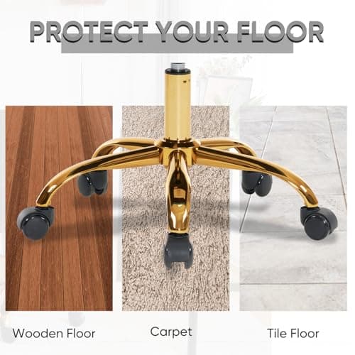 MOJAY Velvet Home Office Desk Chair, Vanity Chair with Wheels Pretty Fancy Gold 360°Swivel Height Adjustable Office Chairs for Girls Home Offices, Bedrooms, Living Room (Pink) 7