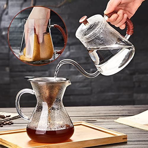 Unbreakable Gooseneck Kettle for Drip Coffee, 20oz/600ml Glass Coffee Kettle with Lid 5