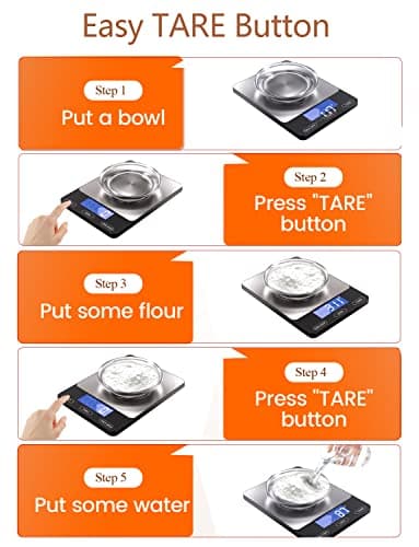 Food Scale -33lb Digital Kitchen Scale for Food Ounces Grams Rechargeable 304 Stainless Steel,Batteries and Type-C Charging | Perfect for Meal Prep, Cooking, and Baking, Black 7