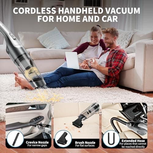 ToCzernobgol Handheld Vacuum Cordless Car Vacuum with 8000Pa Powerful Suction, Multiple Accessories, Portable Rechargeable Mini Wireless Vacuum Cleaner for Car, Desk Home, Office, Pet Hair 7