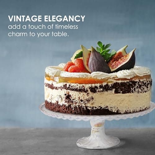 Amici Home Rochester Footed Glass Cake Stand | Round Vintage Style Cake Plate | Serving Platter for Cupcakes, Cookies | Dessert Display Stand for Parties, Weddings, and Gift (Iridescent Luster) 5