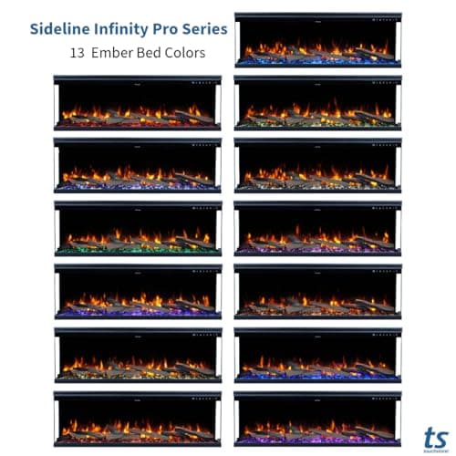 Touchstone Sideline Infinity Pro 3-Sided Smart 72" WiFi-Enabled Electric Fireplace - 80051 - Built-in - 6 Realistic Flame Colors- 13-Color Down Lighting- Crackle Sound- 1,500W Heater 10