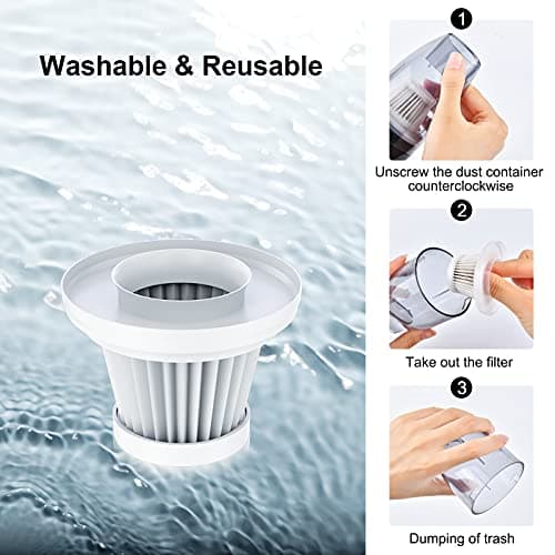 UPFOX Handheld Vacuum Cleaner Cordless - Mini Car Vacuum Cleaner Rechargeable for Car, Home, Office, Pet Hair Travel Cleaning (Black) 5