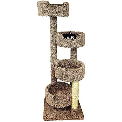 New Cat Condos 190209 Large Cat Tower with 4 Easy to Access Spacious Perches,
