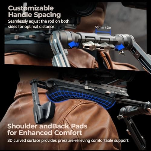 SmallRig Shoulder Rig Kit, One-Touch Quick Release Adjustable for Sony, for Canon, for Nikon Mirrorless Cameras, Camcorders | Camera Support System for Arca-Swiss/MFT Mount & 15mm Rods | SR007 Pro 7