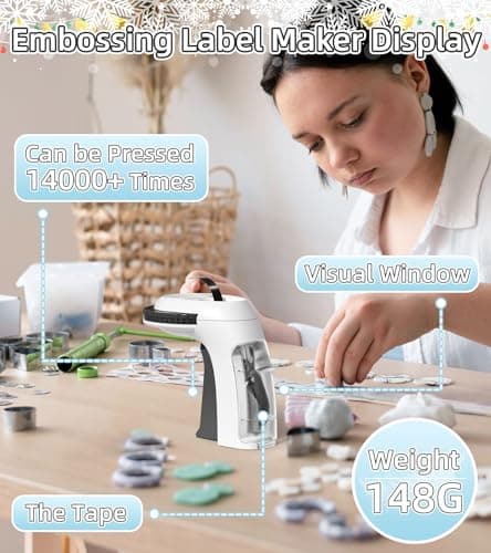 EazeID Embossing Label Maker Machine with Tape-Waterproof, Manual Embossed Label Maker Black, Handheld Vintage Labeler Portable 3D Embosser for Home Office School Scrapbooking Supplies 5