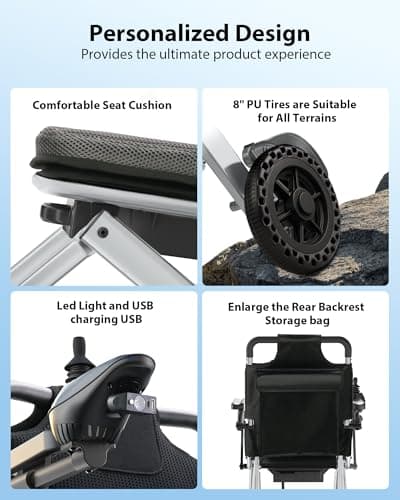 15 Miles Electric Wheelchairs for Adults Lightweight Foldable, 33 Lbs Folding Motorized Wheelchair Portable Power Wheelchair with Liftable Armrests Airline Approved 5