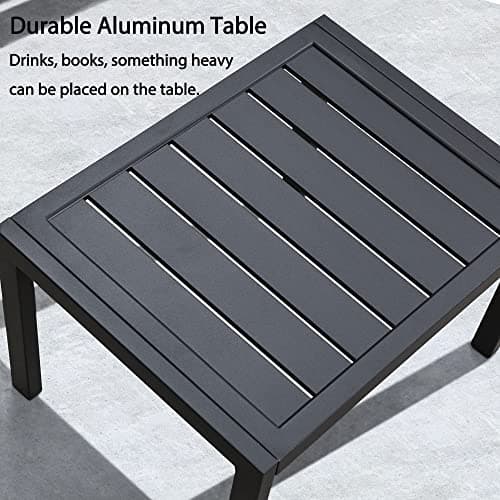 PURPLE LEAF Patio Chaise Lounge Set Outdoor Beach Pool Sunbathing Lawn Lounger Recliner Outside Tanning Chairs with Arm for All Weather Side Table Included Navy Blue 10