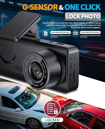 Dash Cam for Car, Front Dual Channel Dash Cam WiFi, Dash Camera for Cars 2.0" IPS Screen, App Control, G-Sensor, Loop Recording, 170° Wide Angle, Night Vision, Parking Mode 5