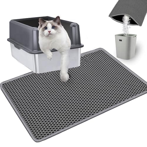 Xuanyaente EVA Honeycomb Cat Litter Mat - Cat Litter Scatter Control Mat, 2-Layer Waterproof and Urine-Proof | Non-Slip | Easy Clean | for Single-Cat Households, 23.4"x14.7" Gray