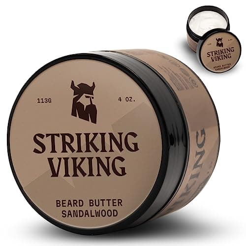 Striking Viking Sandalwood Beard Softener for Men - Non-Greasy Cream Formula With Natural Ingredients for Hydrated and Refreshing Beards (4oz)